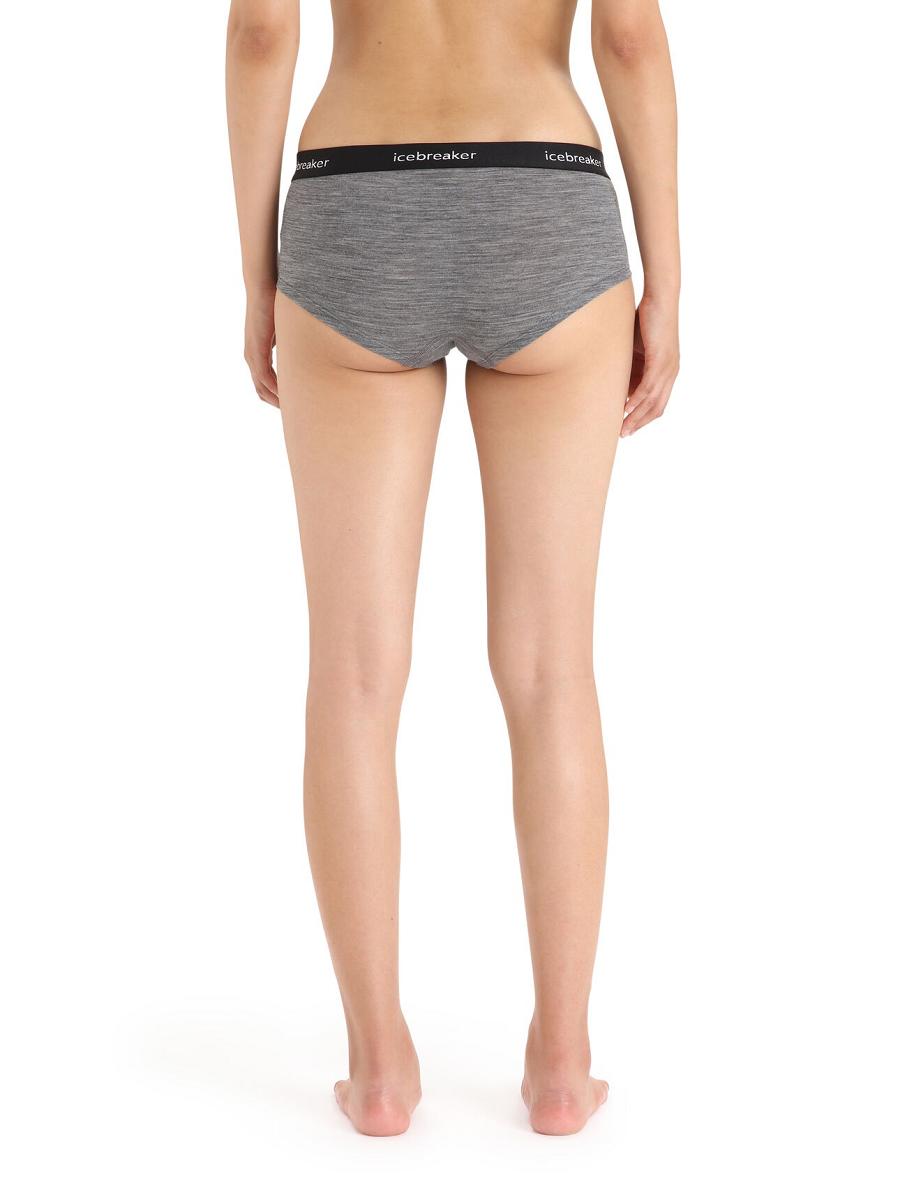 Women's Icebreaker Merino Sprite Hot Pants Underwear Gritstone Heather / Black | CA 1240BEXC